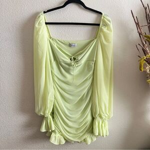 Green long sleeve mini dress